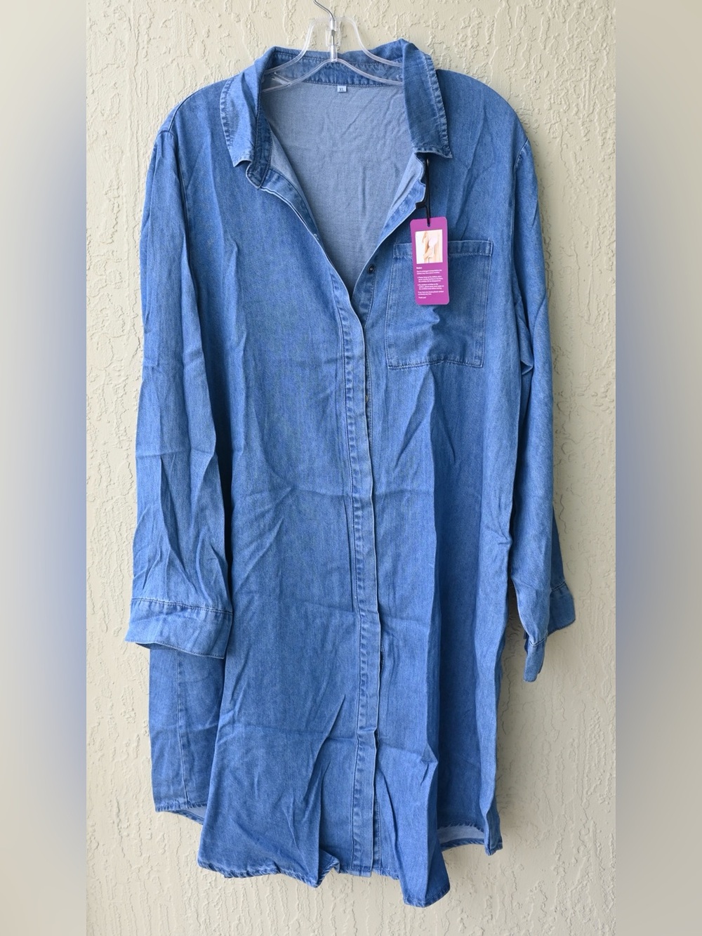 Button Up Denim Blue Long Sleeve Shirt Dress